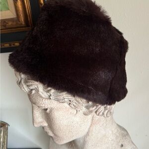 Lord & Taylor Rich Brown Genuine Fur Hat